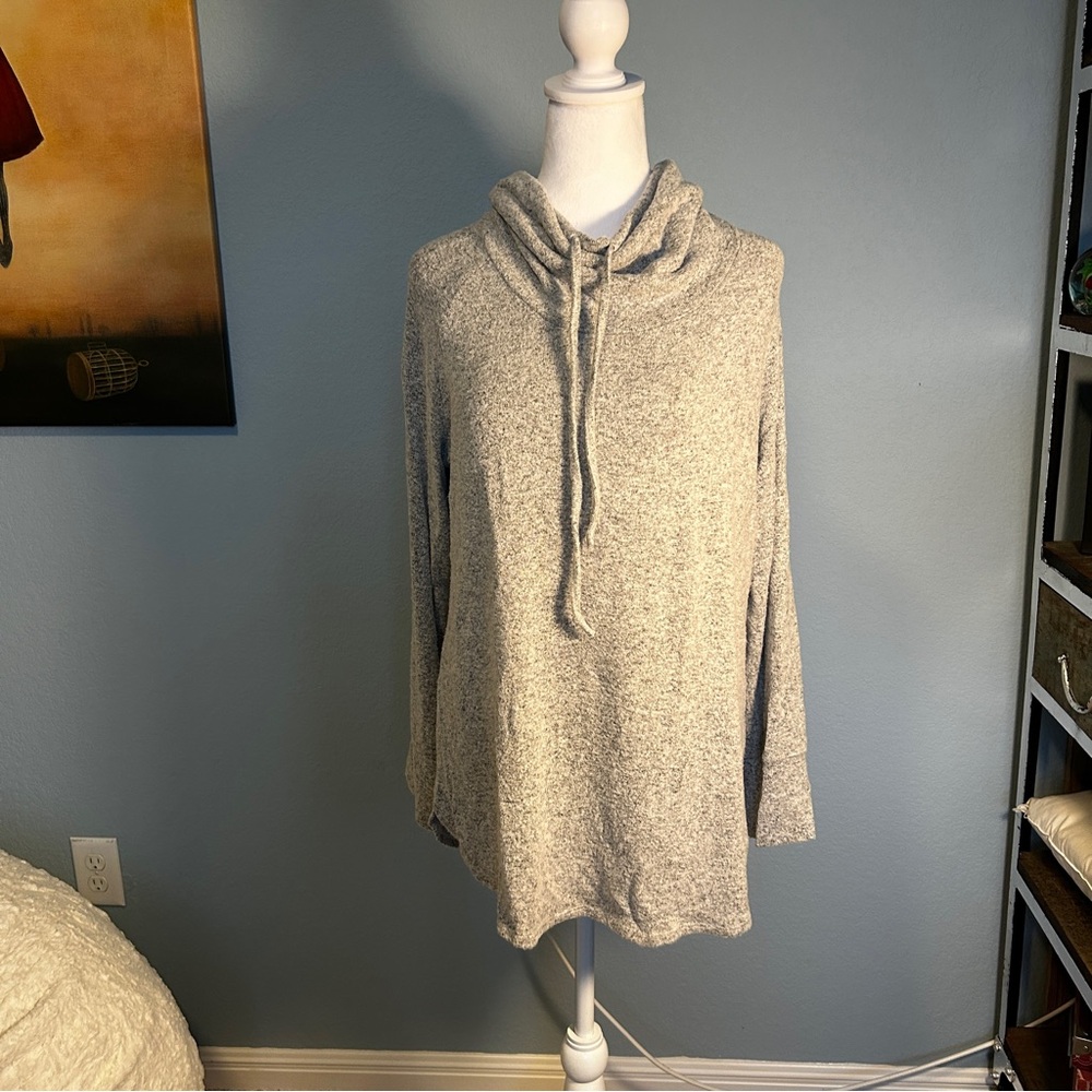 MIX Heather Gray Women's Cowl Neck Cozy Sweater Tunic Large